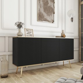 Komodee Komód Banff K160 Mdf Elegáns Fekete Arany Lábak Díszítés