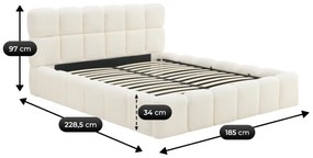 Krém Bouclé Franciaágy Ágyneműtartóval. 160x200 MURACJA