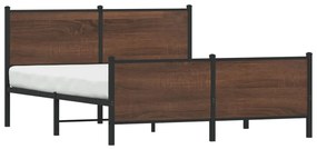 barna tölgy színű fém ágykeret matrac nélkül 160 x 200 cm