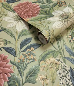 Holden Decor Wanderlust Clematis zöld virágos vlies tapéta – 92063