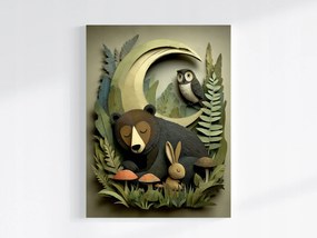 Canvas Vászonkép Állatok Medve Nyúl Bagoly 3D Kivágás 60x80