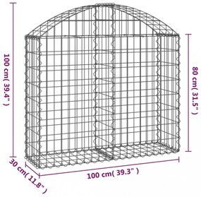íves horganyzott vas gabion kosár 100x30x80/100 cm