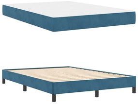 Boxspring ágy matraccal Sötét kék 140 x 200 cm Bársony