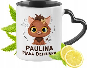 Fekete bögre szív alakú füllel Paulina számára Ideális Ajándék
