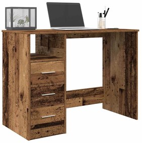 antik fa színű szerelt fa íróasztal 102x76x50 cm