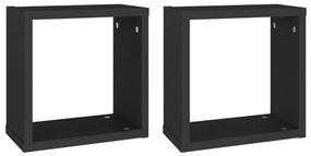 2 db fekete fali kockapolc 30 x 15 x 30 cm