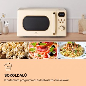 Klarstein Julieta, mikrohullámú sütő grillel, 20 l, 700 / 800 W, Ø 25,5 cm, 8 program