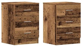 2 db antik fa szerelt fa éjjeliszekrények 38x35x55 cm
