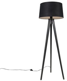 HĂĄromlĂĄbĂș fekete lĂĄmpa lenvĂĄszon bĂșrĂĄval fekete 45 cm - Tripod Classic
