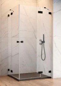 Radaway-Essenza Pro KDD Black, Gold, White szögletes fekete zuhanykabin,két fix résszel, kifelé nyíló ajtóval, 100x100 cm
