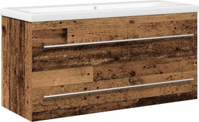 vidaXL Fürdőszobai mosdószekrény 2 pcs Öreg fa 100 x 38,5 x 48 cm