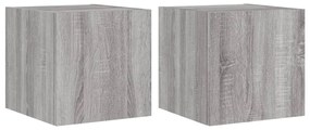 2 db szürke sonoma fali TV-szekrény LED-ekkel 30,5x35x30 cm