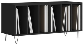 fekete szerelt fa hanglemezszekrény 100 x 38 x 48 cm