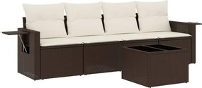 vidaXL 5 részes barna polyrattan kerti ülőgarnitúra párnával