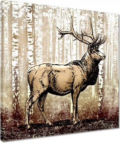 Vászonkép 40x40 Szarvas a nyírfaerdőben