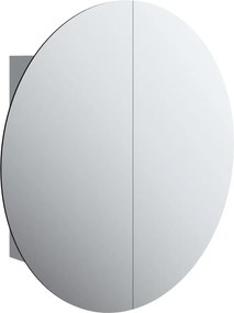 vidaXL szürke fürdőszobaszekrény kerek tükörrel/LED-del 54x54x17,5 cm