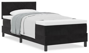 Boxspring Ágy Matracokkal Fekete 100x200 cm Bársony