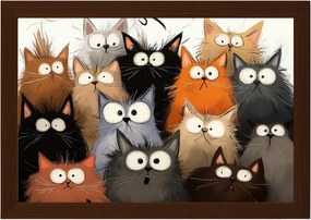 Poszter Keret Őrült Fa Vicces Rémült Macskák Rajzfilm 60x40