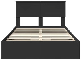 vidaXL Tárolós Ágy fejtámlával fiókkal Fekete 135 x 190 cm Faanyag