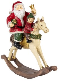 Mikulás hintalovon kisfiúval vintage karácsonyi dekoráció