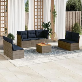 8 részes szürke polyrattan kerti ülőgarnitúra párnával