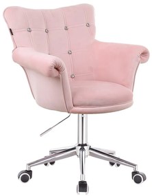 HR804CK Púderrózsaszín modern velúr szék chrom lábbal