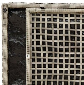 világosszürke polyrattan kültéri tárolópad párnával 100 cm