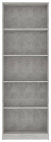 5-szintes betonszürke szerelt fa könyvszekrény 60 x 24 x 175 cm