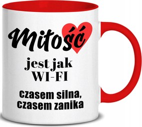 Bögre Piros Fül Beltéri 300ML Szerelem Olyan, Mint A Wifi Ajándék Ajándék