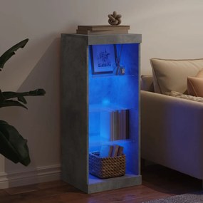 Betonszürke tálalószekrény LED-világítással 41 x 37 x 100 cm