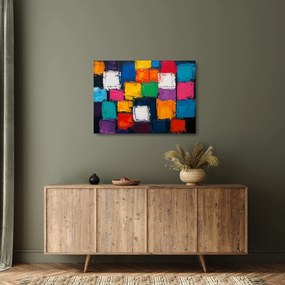Üveg kép - Színes négyzetek festménye (70x50 cm)