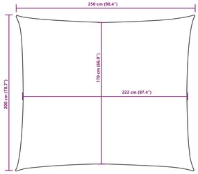 krémszínű téglalap alakú oxford-szövet napvitorla 2 x 2,5 m