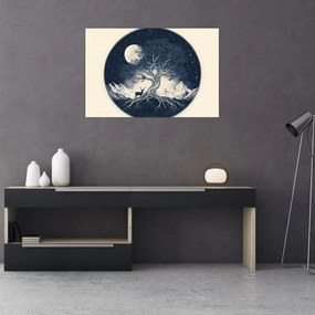 Kép – Mágikus fa szarvassal I. (90x60 cm)