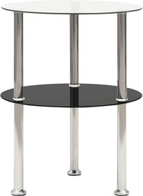 vidaXL 2 szintes átlátszó és fekete edzett üveg kisasztal 38 cm