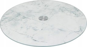 Üveg forgó tálca Fehér márvány mintás 32 cm Előétel tálalásához