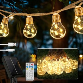 Kerti Füzér Napelemes Lámpák Napelemes Led Gömbök Fehér Meleg Szett 12.5m