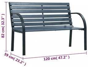 Szürke kerti fapad 120 cm