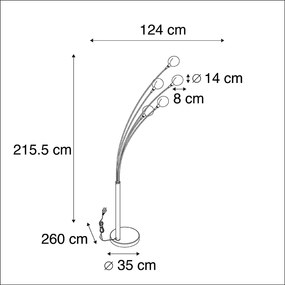 Design állólámpa fekete 5-lámpás - Sixties Marmo
