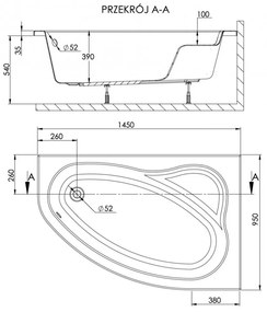 SIMPLA 95x145 aszimmetrikus kád jobb