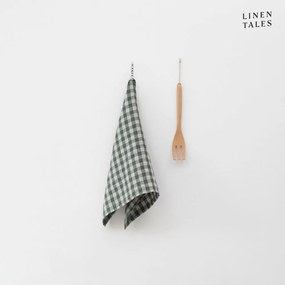 Len konyharuha 45x65 cm Forest Green Gingham – Linen Tales