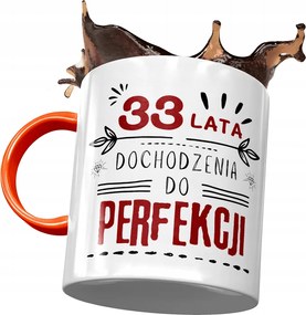 Narancssárga bögre Születésnapra 33 33. 33., fényképes nyomattal