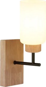 Globo 15977W Fali lámpa, fém sötét tölgy, fém matt fekete, üveg matt fehér, fényirány: felfelé, SzxM: 100x310mm, Mélység: 180mm, 1x E27 60W 230V izzó nélkül