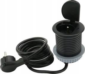 Mini Süllyesztett Aljzat Asztallapba Fekete, Single Box 240V, Usb C (20W)