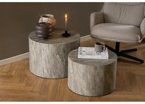 Szürke kerek dohányzóasztal szett kő dekorral, 2 db-os ø 58 cm Dice – Actona