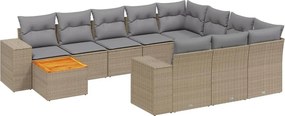 vidaXL 11 részes bézs polyrattan kerti ülőgarnitúra párnákkal