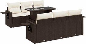 vidaXL 7 részes barna polyrattan kerti ülőgarnitúra párnákkal