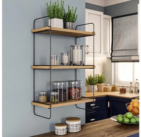 Asir Fali polc PULALIS 66x40 cm barna/fekete 854KLN1711