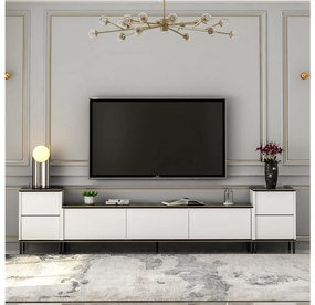 TV asztal/szekrény Iris (fehér + fekete + arany). 1088815