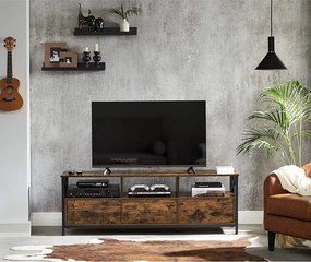 TV szekrény polcokkal és fiókokkal, rusztikus barna 147x40x50cm