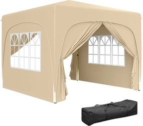 Outsunny 3x3m Pavilon, Vízálló, Stabil, Télen Is Használható, Pop-Up Összecsukható Pavilon, UV Védelem 50+, Összecsukható Party Sátor Négy Oldalfallal